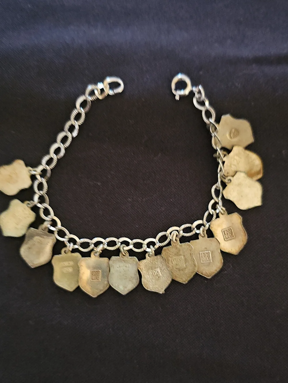 Vintage European Travel Shield Charm Bracelet